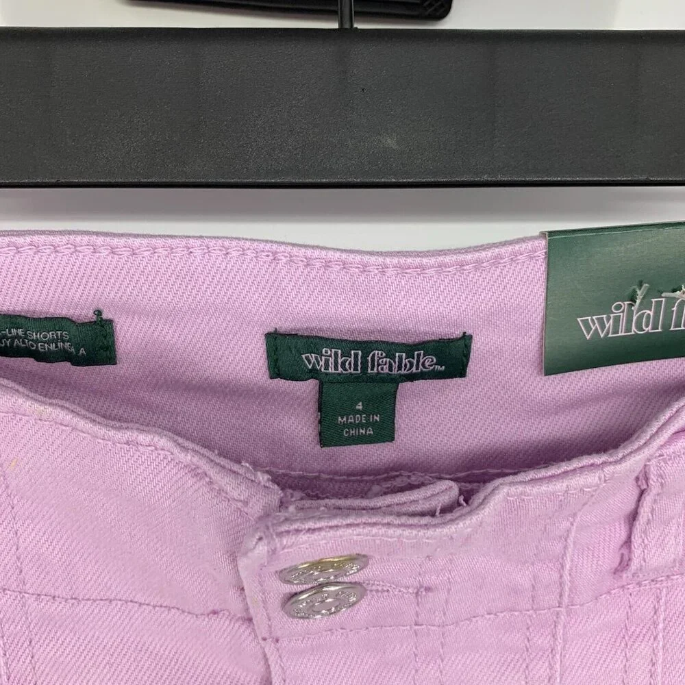 Wild Fable Shorts Purple Highest Rise A Line Pleated Bermuda Fray NWT - Picture 4 of 9